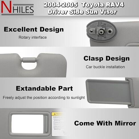 NHILES سائق الجانب الأيسر واقي من الشمس متوافق مع Toyota Rav4 2004 2005 بديل OEM رقم 74320-42420-B0 اللون رمادي in Kuwait