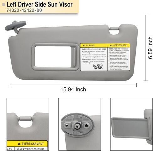 NHILES سائق الجانب الأيسر واقي من الشمس متوافق مع Toyota Rav4 2004 2005 بديل OEM رقم 74320-42420-B0 اللون رمادي in Kuwait