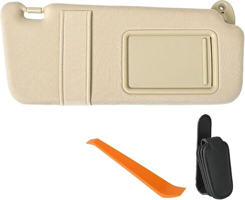 Beige Driver Left + Passenger Right Side Sun Visor with Light Compatible with Toyota Venza 2009 2010 2011 2012 2013 2014 2015 2016 Replaces# 74320-0T022-B1, 74310-0T022-B1 in Saudi Arabia