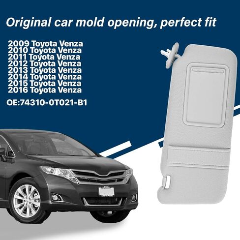 Beige Driver Left + Passenger Right Side Sun Visor with Light Compatible with Toyota Venza 2009 2010 2011 2012 2013 2014 2015 2016 Replaces# 74320-0T022-B1, 74310-0T022-B1 in Saudi Arabia