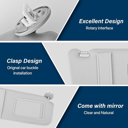 Beige Driver Left + Passenger Right Side Sun Visor with Light Compatible with Toyota Venza 2009 2010 2011 2012 2013 2014 2015 2016 Replaces# 74320-0T022-B1, 74310-0T022-B1 in Saudi Arabia