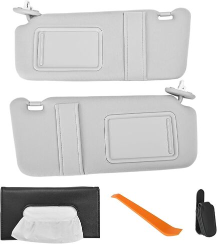 Beige Driver Left + Passenger Right Side Sun Visor with Light Compatible with Toyota Venza 2009 2010 2011 2012 2013 2014 2015 2016 Replaces# 74320-0T022-B1, 74310-0T022-B1 in Saudi Arabia