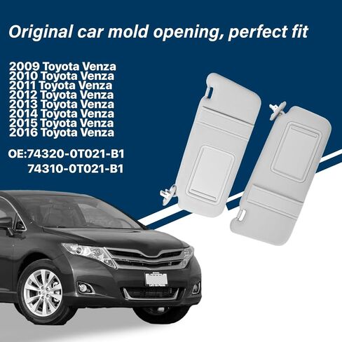 Beige Driver Left + Passenger Right Side Sun Visor with Light Compatible with Toyota Venza 2009 2010 2011 2012 2013 2014 2015 2016 Replaces# 74320-0T022-B1, 74310-0T022-B1 in Saudi Arabia