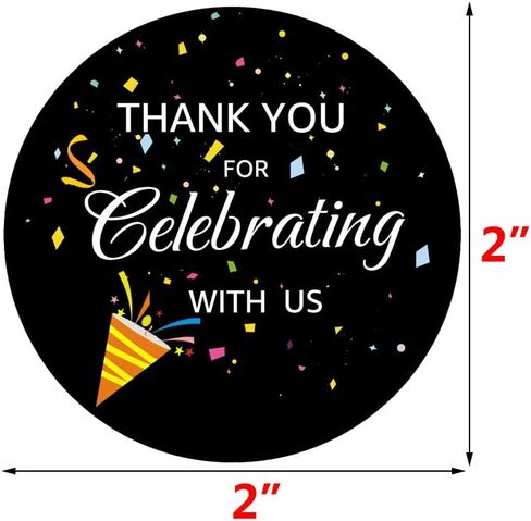 OPG Thank You for Celebrating with Us Label Stickers,Adhesive Seal Sticker Decorative Stickers for Party Supplies,100-Pack 2"(Black) in Saudi Arabia