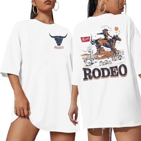 Rodeo Shirts Women Cowgirl Outfits: Casual Country Concert T Shirts Vintage Cow Skull Graphic Tees Oversized Tops in Saudi Arabia