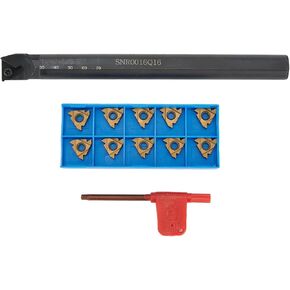 SNR0016Q16 Internal Threading Tool Holder 16mm Shank with 10pcs 16IR AG60 Carbide Inserts for CNC Lathe Semi-Finishing Right Hand in Kuwait