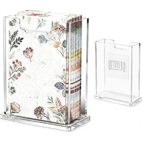Clear Acrylic Guest Towel Holder, Wall Mount & Countertop Napkin Holder | No-drill wall mount or countertop use. Holds guest towels, paper napkins & disposable hand towels for bathroom, kitchen & RV in Saudi Arabia
