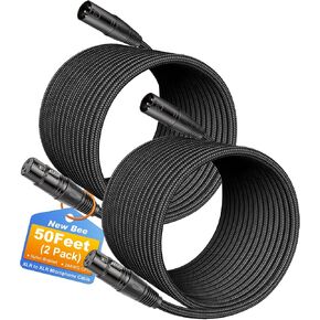 New Bee XLR Cable 6ft [2-Pack], Nylon Braided XLR Male to Female Microphone Cable for Studio Recording, Live Stage Sound, Mixing Board and Speaker Systems in Saudi Arabia