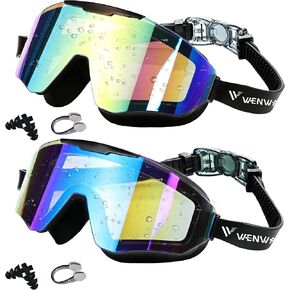 Kids Swim Goggles 2 Pack, Anti-fog UV Protection No Leak 180° Wide View Clear Vision Pool Goggles in Saudi Arabia