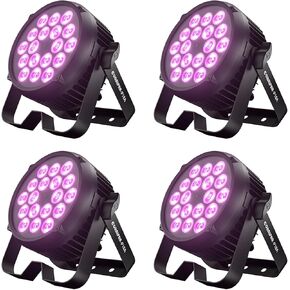SHEHDS LED Waterproof Par Lights 18x12W,IP65 Outdoor Stage Light RGBWA+UV 6in1 Color Mixing,Wash/Strobe Effect,45°Wash Angle,DMX512 Sound Activated DJ Lights for Church Disco Theater 4 Pack-Upgrade in Kuwait