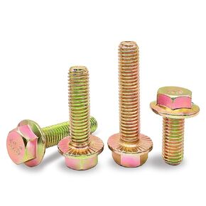 M6 x 20mm 25pcs Heavy Duty Flanged Hex Head Bolts, Flange Hexagon Head Screws, 10.9 Grade Alloy Steel, Yellow Zinc Plated, Metric Fully Thread in Saudi Arabia