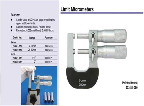 0.002mm Limit micrometers Adjustable gage 0-25mm 25-50mm Outside Micrometer(0-25mm) in Saudi Arabia