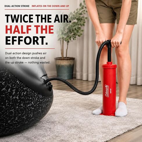 Coleman EasyFlate Dual-Action Manual Air Pump, Portable Hand Pump Inflator with 3 Valve Adapters for Pool Floats, Air Pads & Inflatable Mattresses in Kuwait