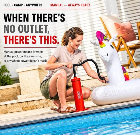 Coleman EasyFlate Dual-Action Manual Air Pump, Portable Hand Pump Inflator with 3 Valve Adapters for Pool Floats, Air Pads & Inflatable Mattresses in Kuwait