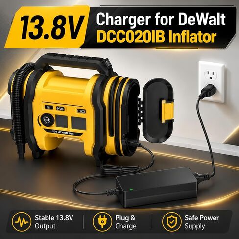 سلك شاحن محول طاقة تيار متردد 13.8 فولت N557514 متوافق مع منفاخ الإطارات اللاسلكي DeWalt DCC020IB 20 فولت بحد أقصى، محول طاقة بديل لضاغط الهواء المحمول in Kuwait