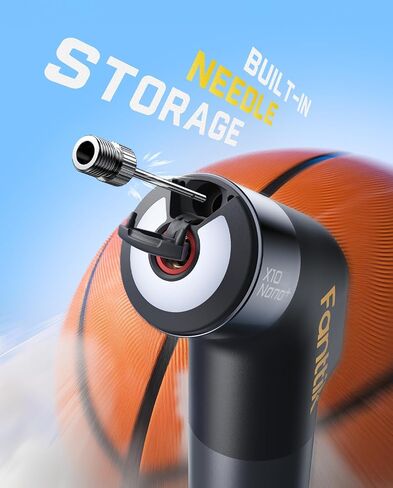 مضخة كرة كهربائية Fanttik X10 Nano+ مع مقياس الضغط، مضخة هواء محمولة ذات إغلاق تلقائي لكرة السلة وكرة القدم وكرة القدم والكرة الطائرة - تضخم وانكماش سريع (بحد أقصى 19.9 رطل لكل بوصة مربعة) in Kuwait