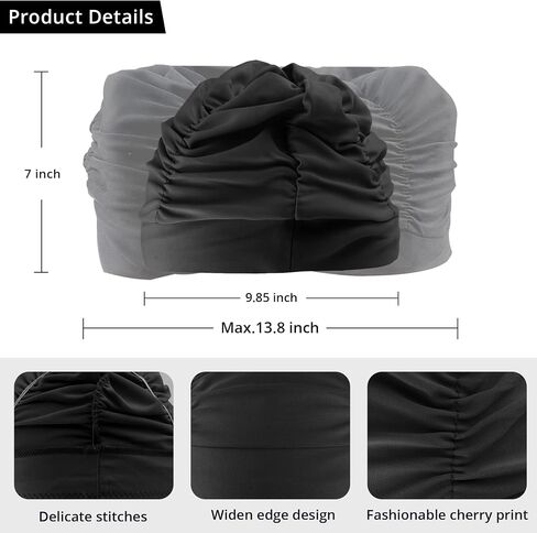 Swim Caps for Women Swimming, Colorful Printed Swimming Cap for Women, Large Nylon Cloth Swim Cap, Not Waterproof Pleated Elastic Bathing Cap for Long Hair & Thick Curly Hair(1pc-Rose Red) in Saudi Arabia