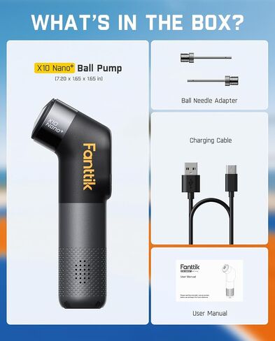 مضخة كرة كهربائية Fanttik X10 Nano+ مع مقياس الضغط، مضخة هواء محمولة ذات إغلاق تلقائي لكرة السلة وكرة القدم وكرة القدم والكرة الطائرة - تضخم وانكماش سريع (بحد أقصى 19.9 رطل لكل بوصة مربعة) in Kuwait