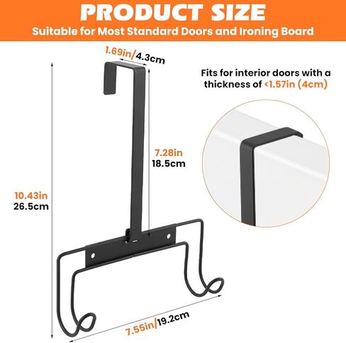 Over The Door Ironing Board Holder, Wall Mount Ironing-Board Hanger with Removable Hook,Laundry Rooms Metal-Ironing-Board Holder Organizer Wall Rack for Y & T Shaped in Kuwait
