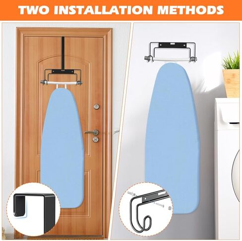 Over The Door Ironing Board Holder, Wall Mount Ironing-Board Hanger with Removable Hook,Laundry Rooms Metal-Ironing-Board Holder Organizer Wall Rack for Y & T Shaped in Kuwait
