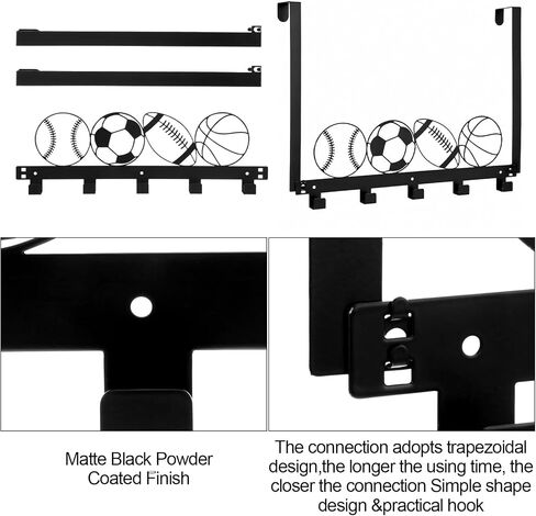 Ripeng Over the Door Hooks Door Hanger Hooks for Hanging, Metal Sports Ball Wall Mounted Rack Over the Doors Towel Racks for Bathroom Entryway Playroom Hats Keys Towels in Kuwait