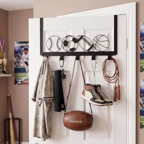 Ripeng Over the Door Hooks Door Hanger Hooks for Hanging, Metal Sports Ball Wall Mounted Rack Over the Doors Towel Racks for Bathroom Entryway Playroom Hats Keys Towels in Kuwait