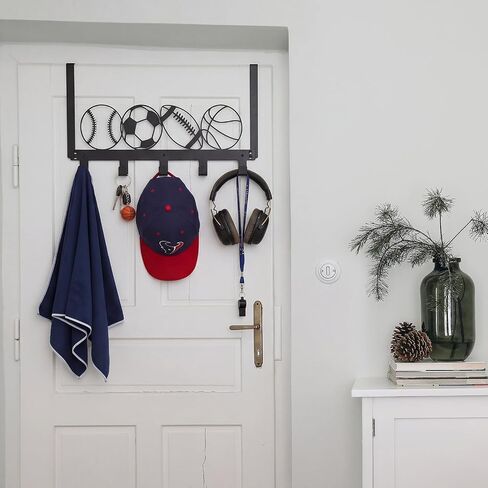 Ripeng Over the Door Hooks Door Hanger Hooks for Hanging, Metal Sports Ball Wall Mounted Rack Over the Doors Towel Racks for Bathroom Entryway Playroom Hats Keys Towels in Kuwait