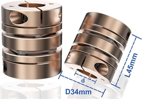 D34L45 5-16mm Shaft Double Disc Coupler High Precision Aluminum Flexible Coupling(14X14) in Kuwait
