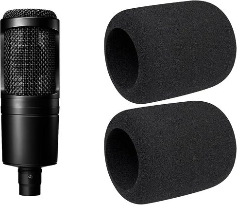 SOULWIT 2Pcs Pop Filter for Audio-Technica ATH AT2020/AT2050/AT4040 Cardioid Condenser, Protective Mic Cover Windscreen Foam - Black in Saudi Arabia