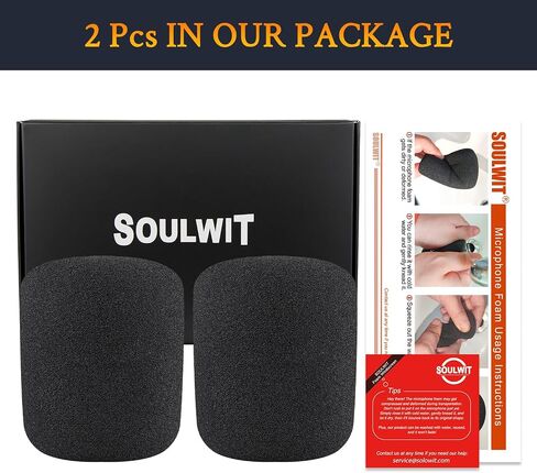 SOULWIT 2Pcs Pop Filter for Audio-Technica ATH AT2020/AT2050/AT4040 Cardioid Condenser, Protective Mic Cover Windscreen Foam - Black in Saudi Arabia