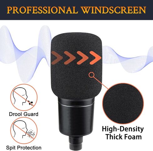 SOULWIT 2Pcs Pop Filter for Audio-Technica ATH AT2020/AT2050/AT4040 Cardioid Condenser, Protective Mic Cover Windscreen Foam - Black in Saudi Arabia
