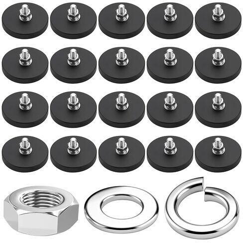 20 Pcs Rubber Coated Magnet M5 Mounting Magnet Thread Stud Magnetic with Bolts Nuts 1.69 Inches Anti-Scratch Strong for Lighting,Tools and equipement in Kuwait