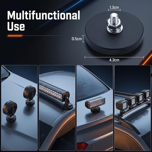 20 Pcs Rubber Coated Magnet M5 Mounting Magnet Thread Stud Magnetic with Bolts Nuts 1.69 Inches Anti-Scratch Strong for Lighting,Tools and equipement in Kuwait
