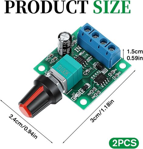 2 قطعة DC Mini Motor PWM جهاز التحكم في السرعة، PWM وحدات تحكم سرعة المحرك ذات الجهد المنخفض، مفتاح تشغيل قابل للتعديل مع مقبض تحكم 1.8V 3V 5V 6V 12V 2A 1803BK 1803B in Kuwait