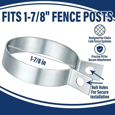 Hicarer 12 Pack 2 3/8" Galvanized Steel Chain Link Brace Band Durable Steel Chainlink Fence Hardware, Rust-Resistant, Easy Install for Chain Link Fence, Gate, Posts in Kuwait