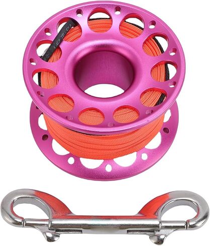 30m 98.43ft Scuba Diving Reel Lightweight Aluminum Dual Hook for Underwater Exploration (Pink) in Kuwait
