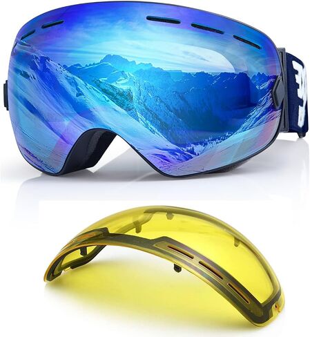 EXP VISION Snowboard Ski Goggles Men Women Youth, Anti Fog OTG Winter Snow Goggles Spherical Detachable Lens in Kuwait
