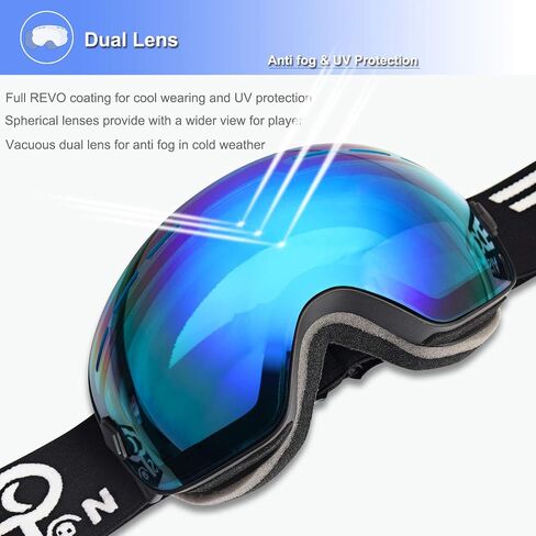 EXP VISION Snowboard Ski Goggles Men Women Youth, Anti Fog OTG Winter Snow Goggles Spherical Detachable Lens in Kuwait