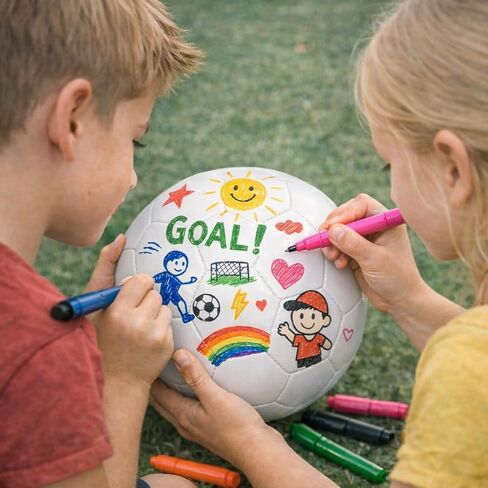 Premium Soccer Ball Collection - Mini Size 2 Training Ball - Plain White Autograph Ball Size 5 - Vintage Brown Leather 18 Panel Classic Football in Kuwait