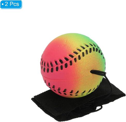PATIKIL 2.5 Inch Sports Wrist Ball, 2Pcs Baseball Rubber Rebound Wristband Wrist Return Ball Sport on a String for Exercise Play, Mixed Colors in Kuwait