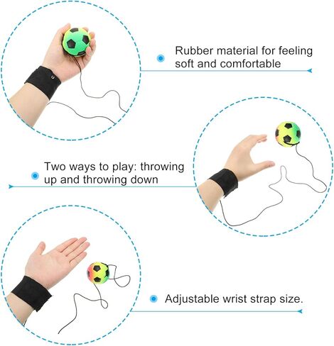 PATIKIL 2.5 Inch Sports Wrist Ball, 2Pcs Baseball Rubber Rebound Wristband Wrist Return Ball Sport on a String for Exercise Play, Mixed Colors in Kuwait