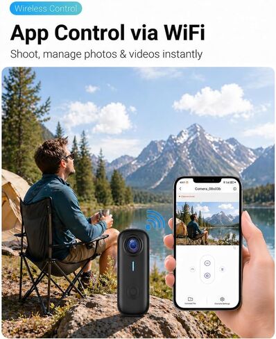Mini Body Camera 1080P,64G Thumb Action Camera,Magnetic Wearable POV Camera, WiFi App Control,Thumb-Sized Portable Cam for Cycling, Travel and Daily Recording in Saudi Arabia