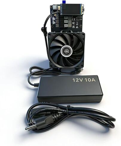 جهاز تعدين بيتكوين Nerdqaxe++ 4.8T الجديد، جهاز تعدين ASIC منخفض الطاقة 75 وات مع 4 شرائح BM1370، SHA-256 عامل تعدين تشفير يانصيب مفتوح المصدر BTC للمنزل والمكتب، سلك طاقة أمريكي 12 فولت 10 أمبير in Kuwait