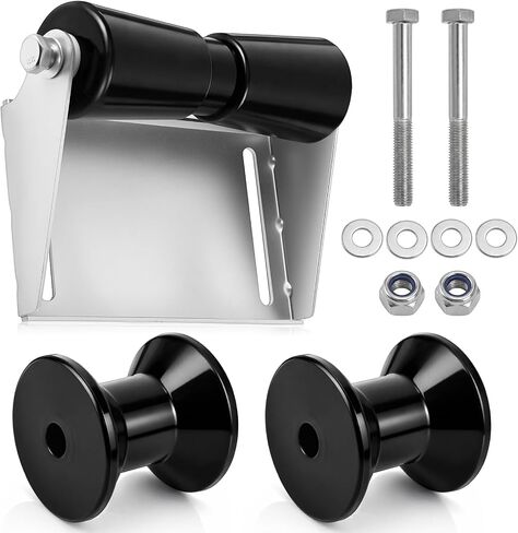 BBTO 8 Inch Boat Trailer Roller with Bracket, Thickened Galvanized Steel Keel Roller with 2 Pcs 3 Inch Rubber Shafts and Bracket Assembly Kit for Boat Trailer in Kuwait