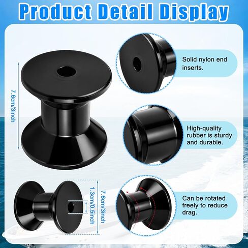 BBTO 8 Inch Boat Trailer Roller with Bracket, Thickened Galvanized Steel Keel Roller with 2 Pcs 3 Inch Rubber Shafts and Bracket Assembly Kit for Boat Trailer in Kuwait