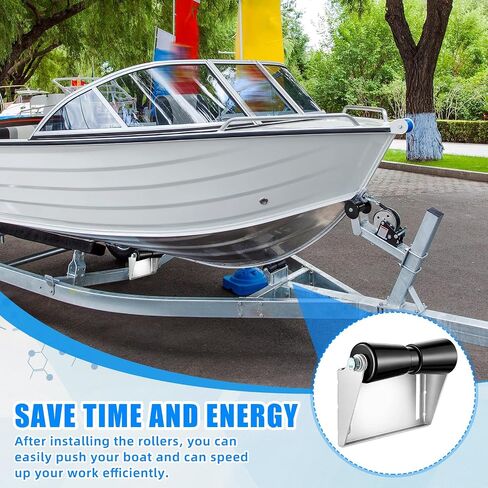 BBTO 8 Inch Boat Trailer Roller with Bracket, Thickened Galvanized Steel Keel Roller with 2 Pcs 3 Inch Rubber Shafts and Bracket Assembly Kit for Boat Trailer in Kuwait