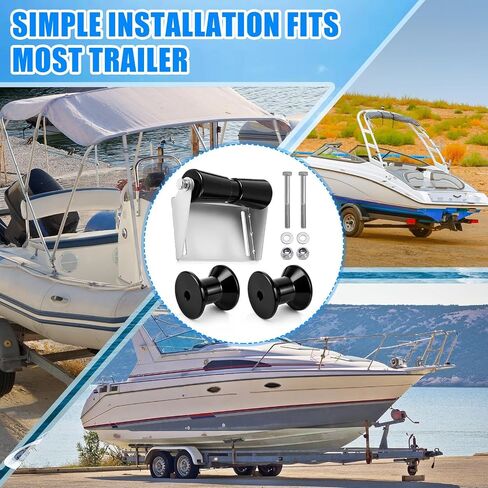 BBTO 8 Inch Boat Trailer Roller with Bracket, Thickened Galvanized Steel Keel Roller with 2 Pcs 3 Inch Rubber Shafts and Bracket Assembly Kit for Boat Trailer in Kuwait