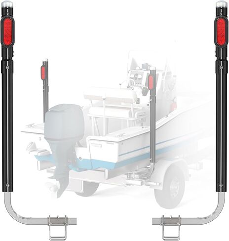 Partsam 1 Pair Boat Trailer Guides Kit, 50"/58" Adjustable Design Trailer Guide-on Galvanized Steel Poles with Tail Light for Ski Boat/Fishing Boat/Sailboat Trailer in Kuwait