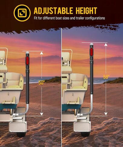 Partsam 1 Pair Boat Trailer Guides Kit, 50"/58" Adjustable Design Trailer Guide-on Galvanized Steel Poles with Tail Light for Ski Boat/Fishing Boat/Sailboat Trailer in Kuwait