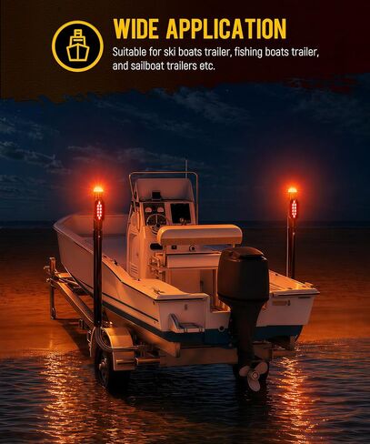 Partsam 1 Pair Boat Trailer Guides Kit, 50"/58" Adjustable Design Trailer Guide-on Galvanized Steel Poles with Tail Light for Ski Boat/Fishing Boat/Sailboat Trailer in Kuwait